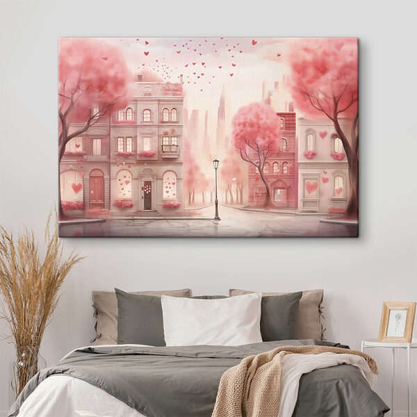 Cuadros Árboles rosas con corazones que caen del cielo (SKU: s43324) Cuadros Cuadros Árboles rosas con corazones que caen del cielo (SKU: s43324)