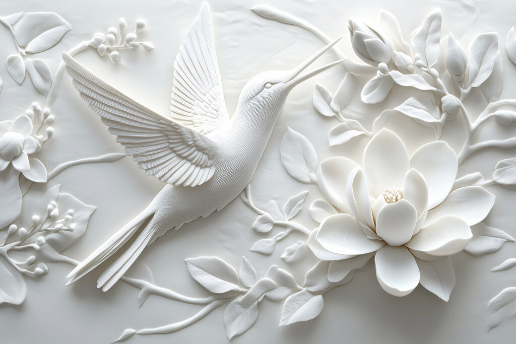 White bird and flower White bird and flower