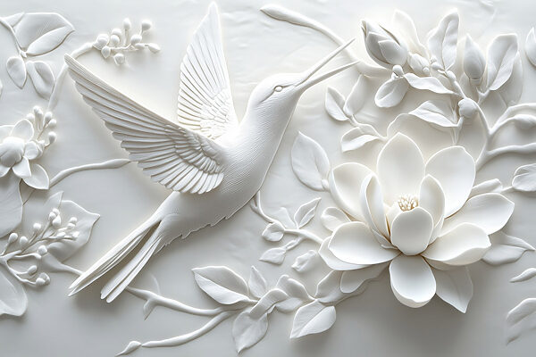 White bird and flower White bird and flower