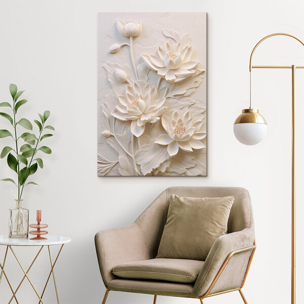 Cuadros Relieve de una flor blanca en una pared (SKU: s43334) Cuadros Cuadros Relieve de una flor blanca en una pared (SKU: s43334)