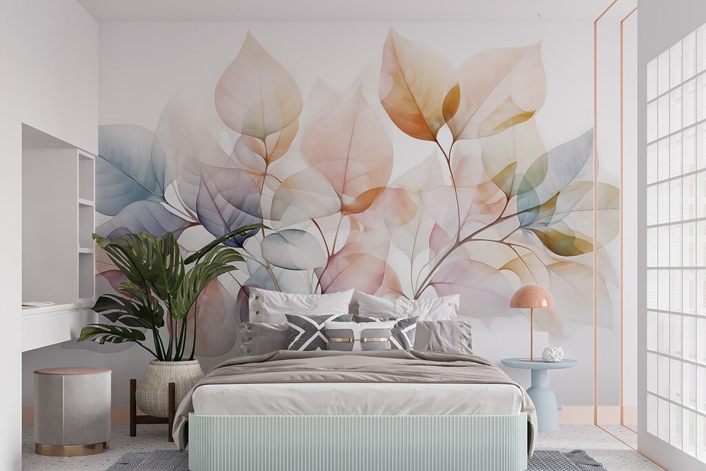 Delicate leaves in soft hues