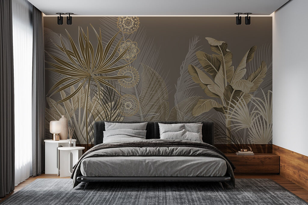 Tropical leaves in subtle hues