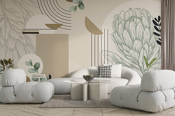 Papel pintado con una planta y hojas Papel pintado con una planta y hojas