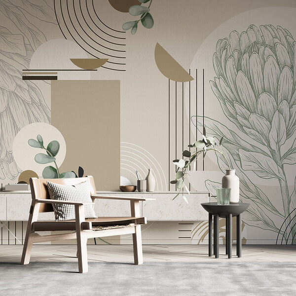 Papel pintado con una planta y hojas Papel pintado con una planta y hojas