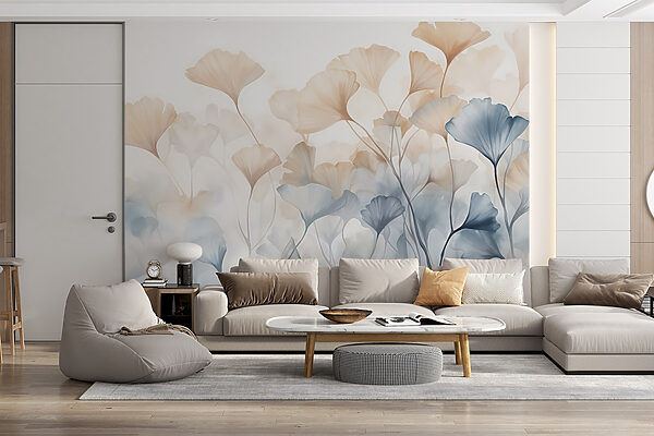 Pintura de flores con hojas Pintura de flores con hojas