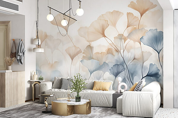 Pintura de flores con hojas Pintura de flores con hojas
