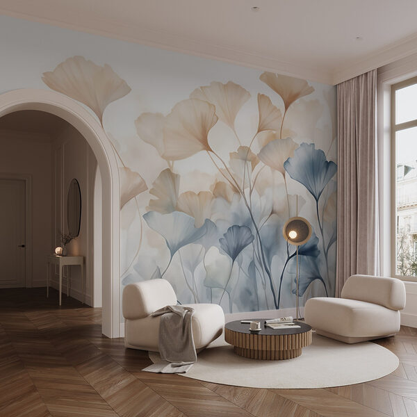 Pintura de flores con hojas Pintura de flores con hojas