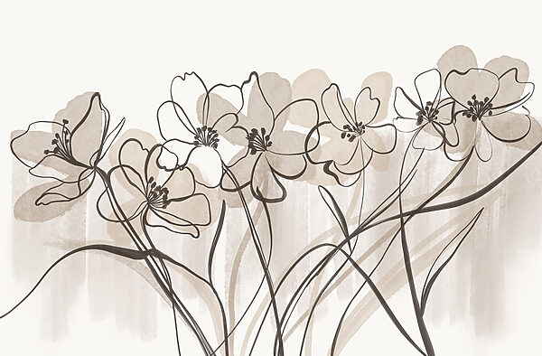 Línea de flores sobre fondo blanco Línea de flores sobre fondo blanco