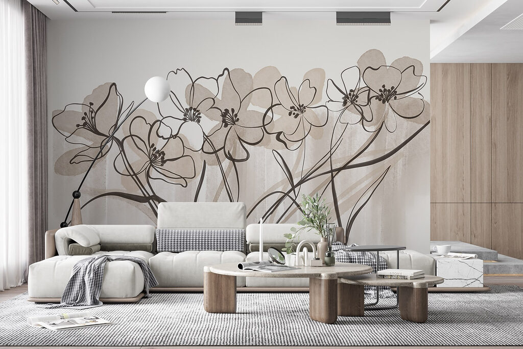 Line of flowers on a white background Line of flowers on a white background