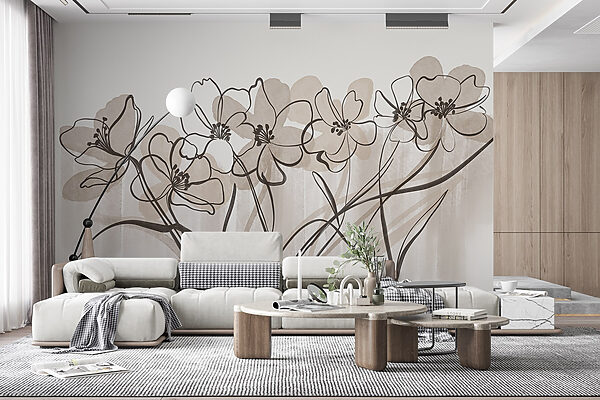 Línea de flores sobre fondo blanco Línea de flores sobre fondo blanco