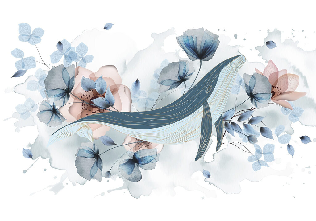 Ballena con flores y hojas Ballena con flores y hojas