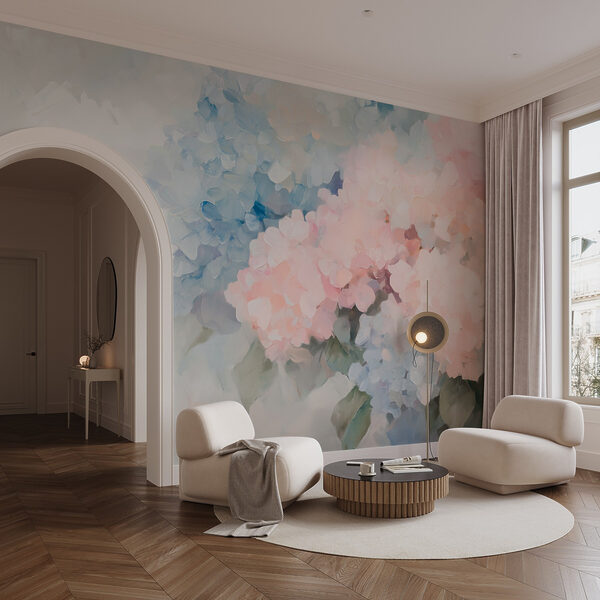 Fotomurales Fotomurales Pintura de flores sobre fondo blanco (SKU: w08923)