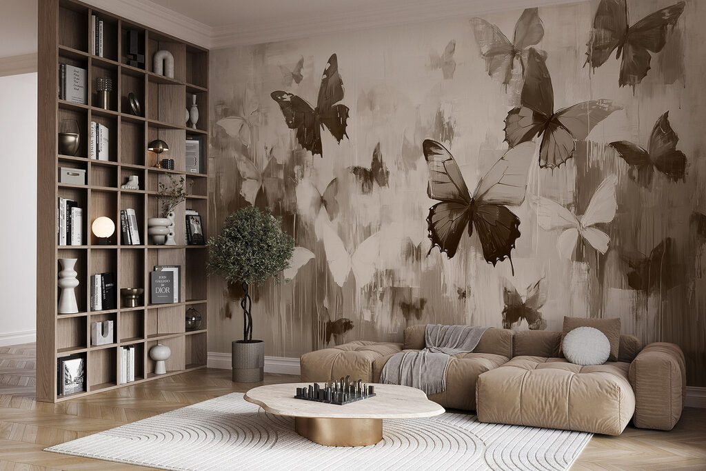 Group of butterflies flying