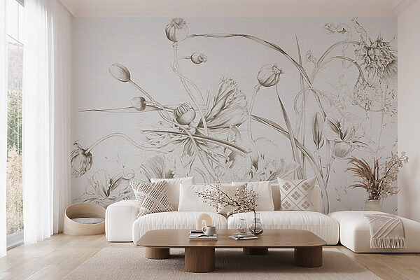 Dibujo de flores y hojas Dibujo de flores y hojas