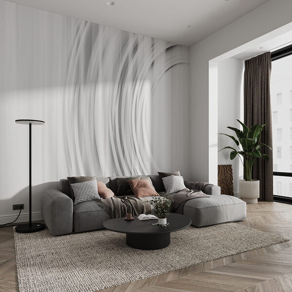 White and grey background with circles