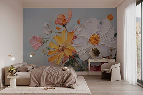 Pintura de flores sobre una superficie blanca Pintura de flores sobre una superficie blanca