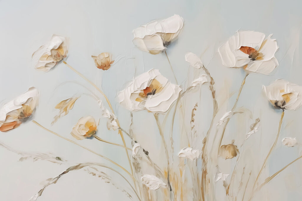Pintura de flores en una pared Pintura de flores en una pared