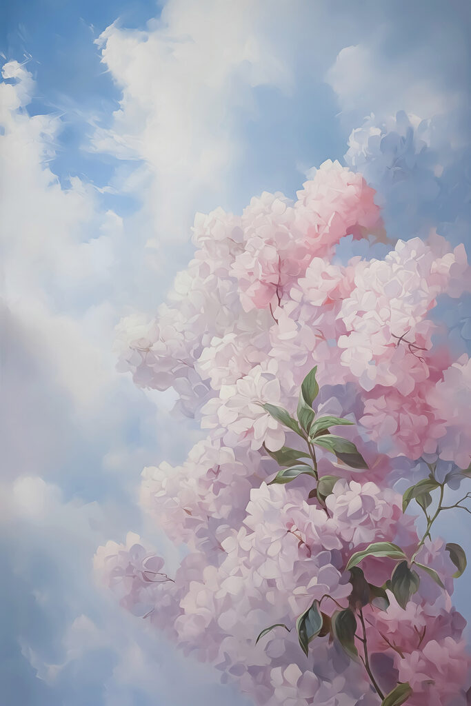 Painting of a tree with pink flowers Painting of a tree with pink flowers