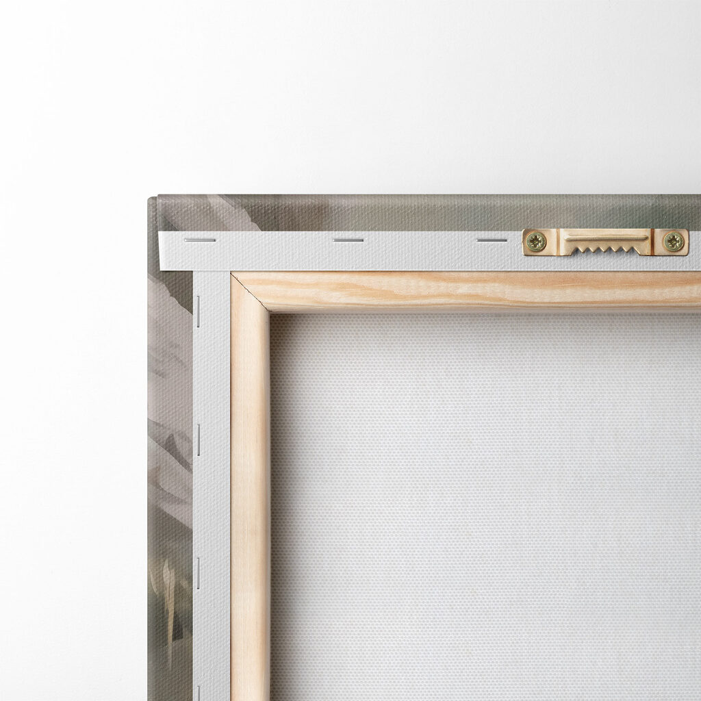 Painting of a woman in a white dress with wings Painting of a woman in a white dress with wings