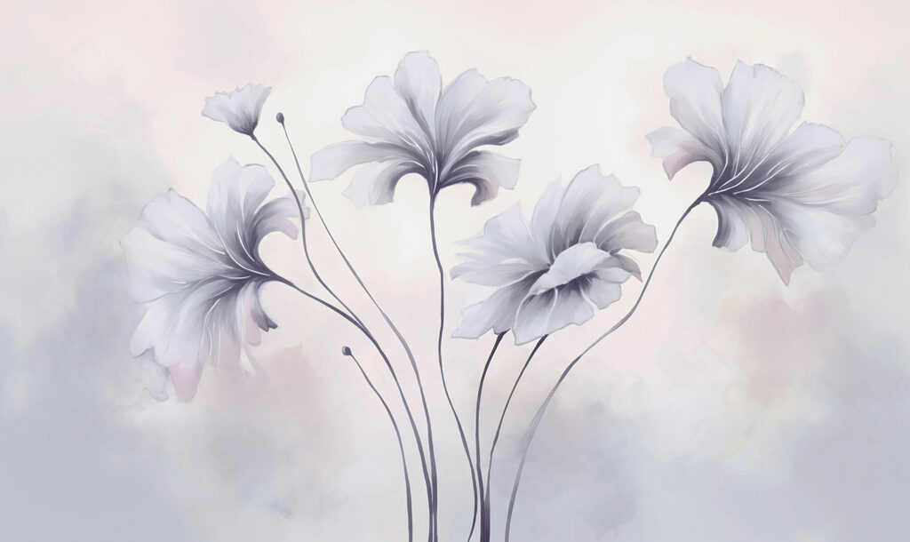 Pintura de flores sobre fondo blanco Pintura de flores sobre fondo blanco
