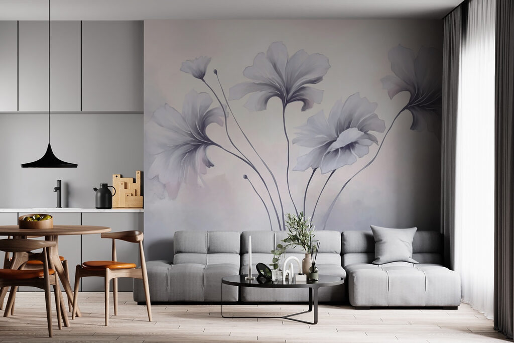 Painting of flowers on a white background