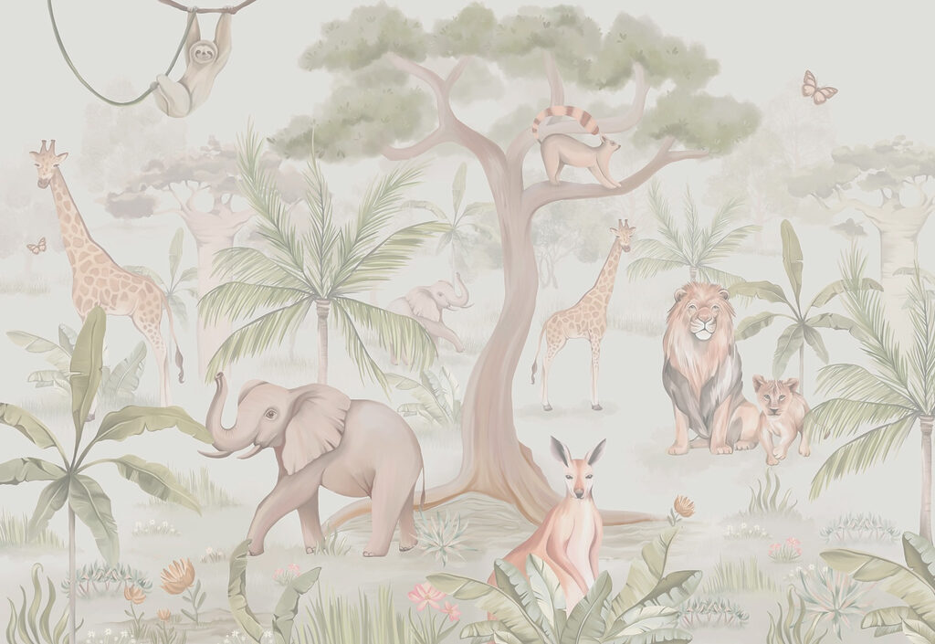 Papel pintado con animales y árboles Papel pintado con animales y árboles