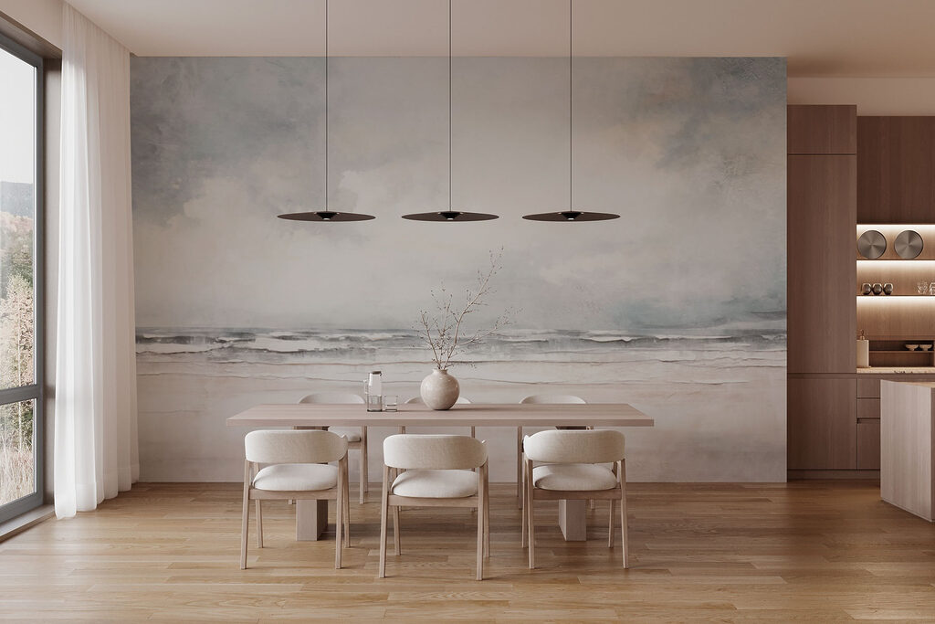 Beach with waves and clouds