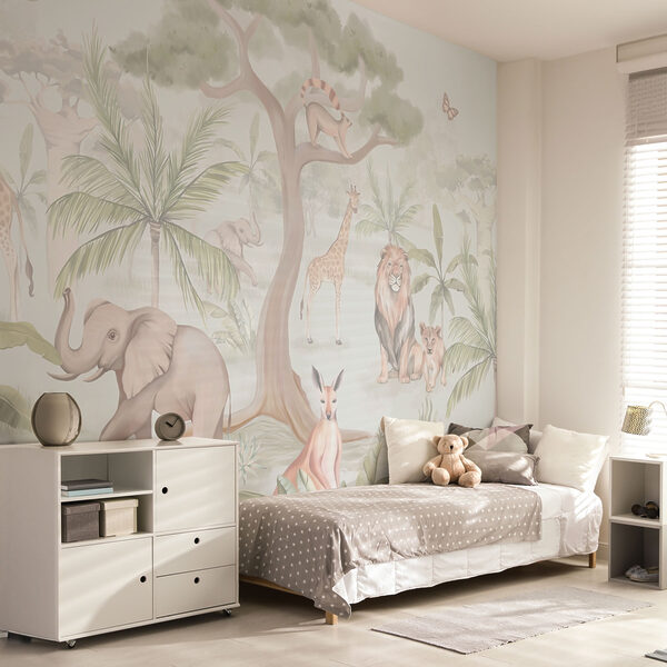 Papel pintado con animales y árboles Papel pintado con animales y árboles