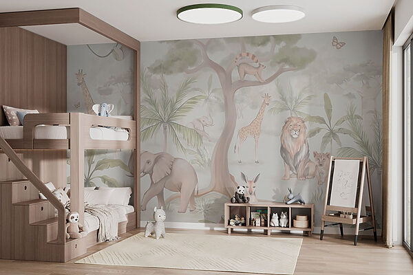 Papel pintado con animales y árboles Papel pintado con animales y árboles