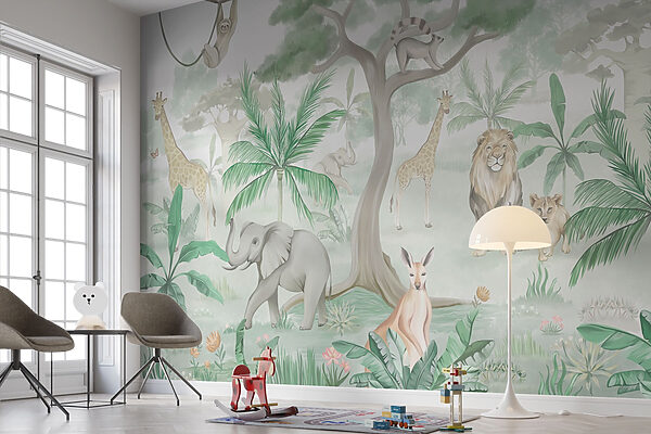 Papel pintado con animales y árboles Papel pintado con animales y árboles