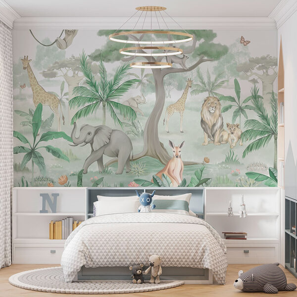 Papel pintado con animales y árboles Papel pintado con animales y árboles