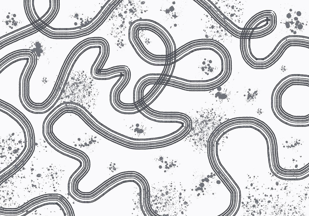 Plano en blanco y negro de un circuito de carreras Plano en blanco y negro de un circuito de carreras