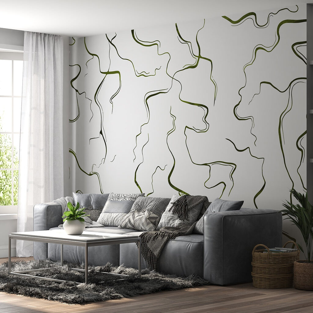 Flowing lines on a white canvas