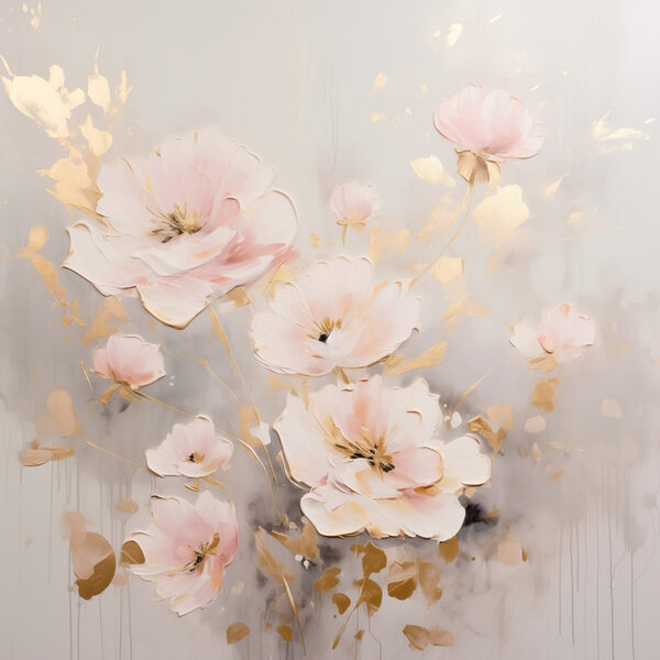 Painting of flowers on a white surface Painting of flowers on a white surface