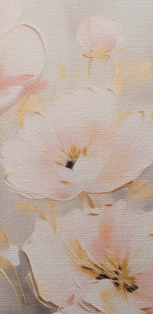 Painting of flowers on a white surface Painting of flowers on a white surface