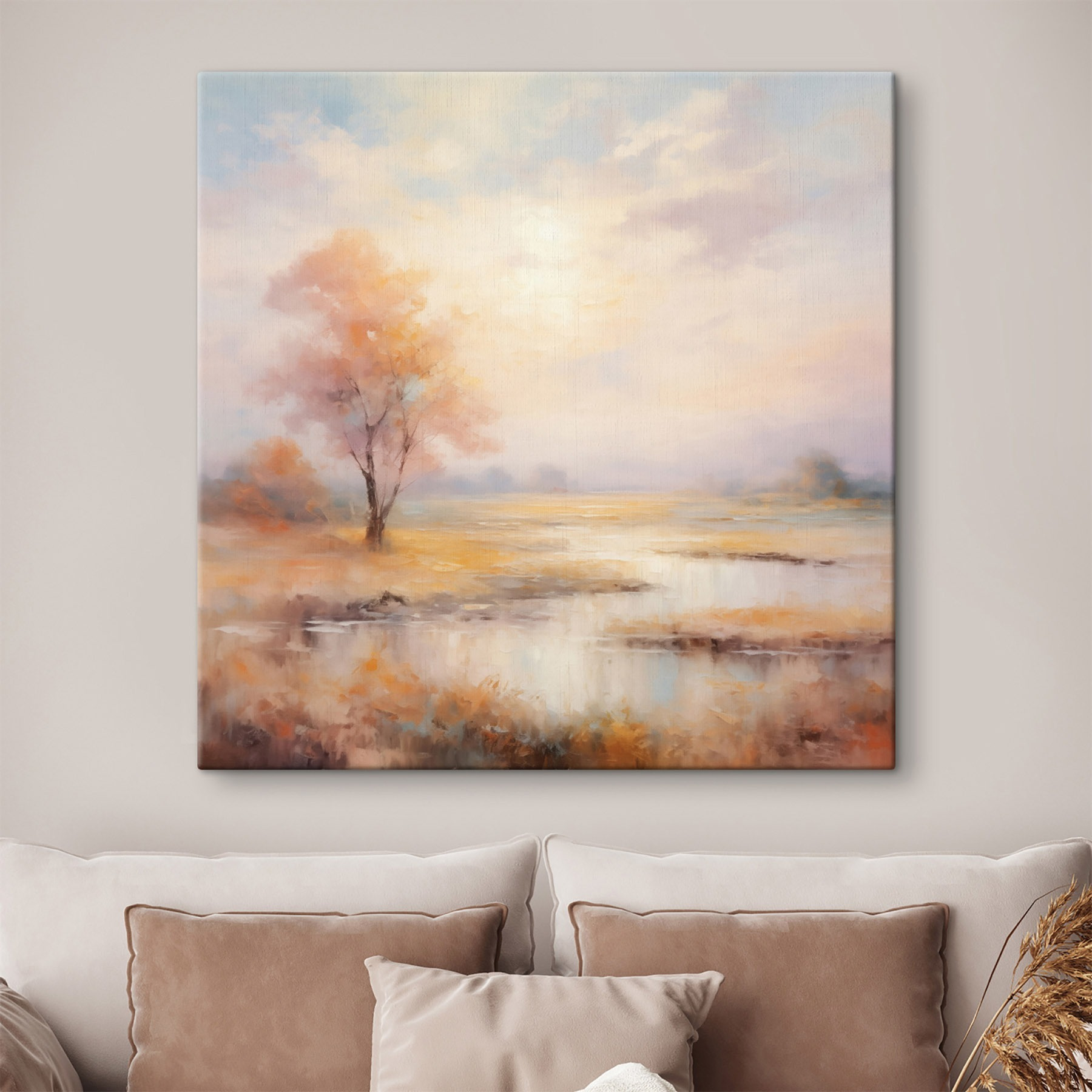 Painting of a tree in a marsh Painting of a tree in a marsh