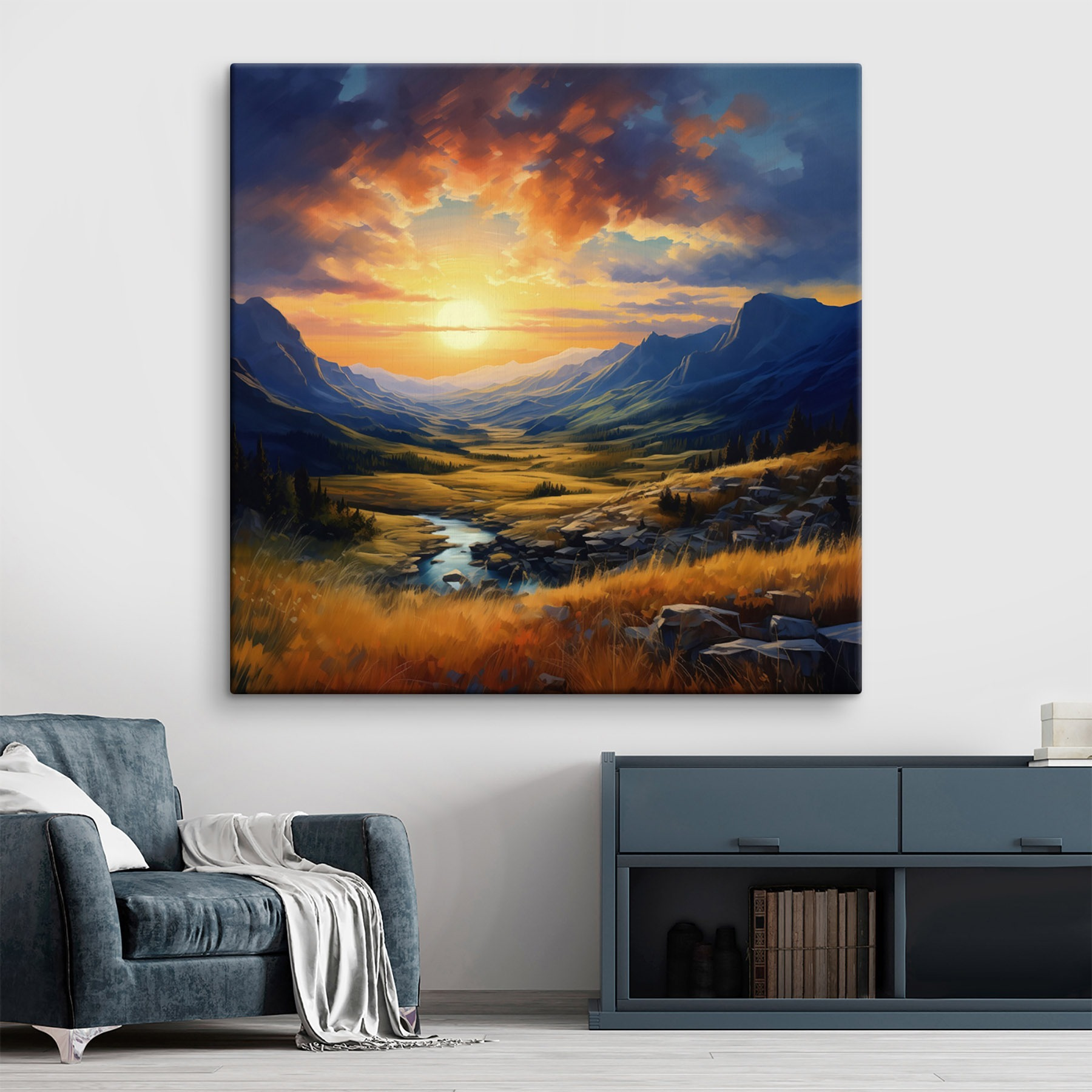 Landscape with a river and mountains