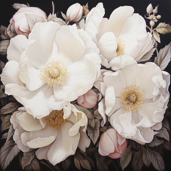 Painting of white flowers Painting of white flowers