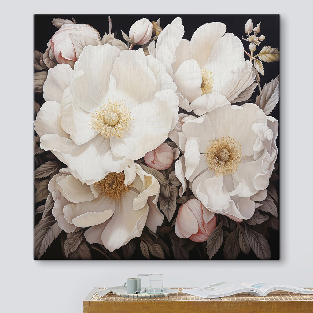 Painting of white flowers Painting of white flowers