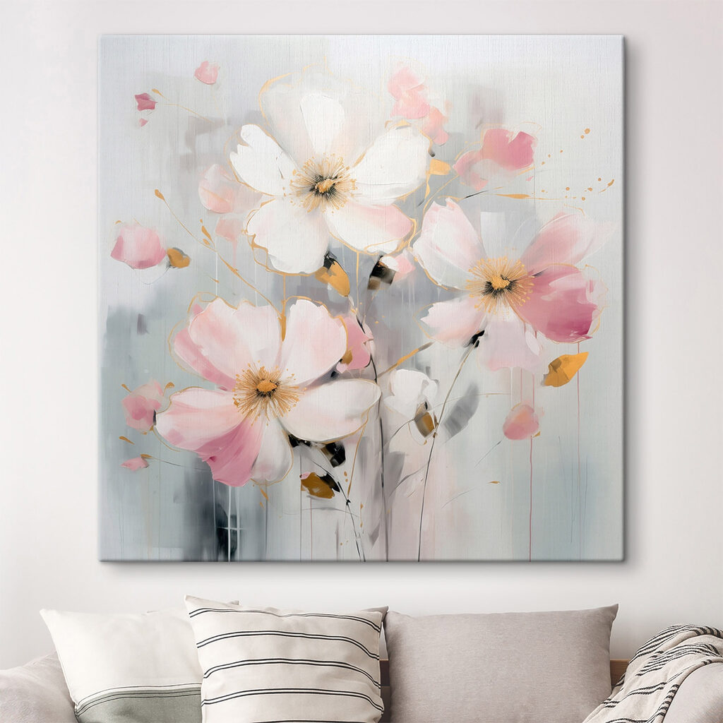 Painting of flowers on a grey background Painting of flowers on a grey background