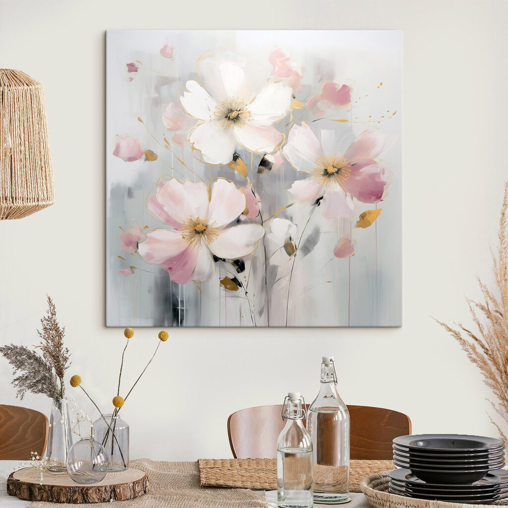 Painting of flowers on a grey background Painting of flowers on a grey background