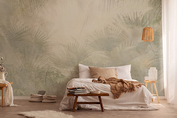 Fotomurales Fotomurales Fondo blanco con hojas de palmera (SKU: w03399)