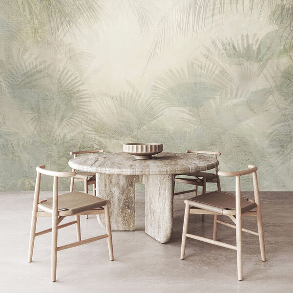 White background with palm leaves