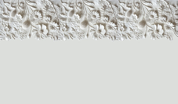 Diseño floral blanco en una pared Diseño floral blanco en una pared