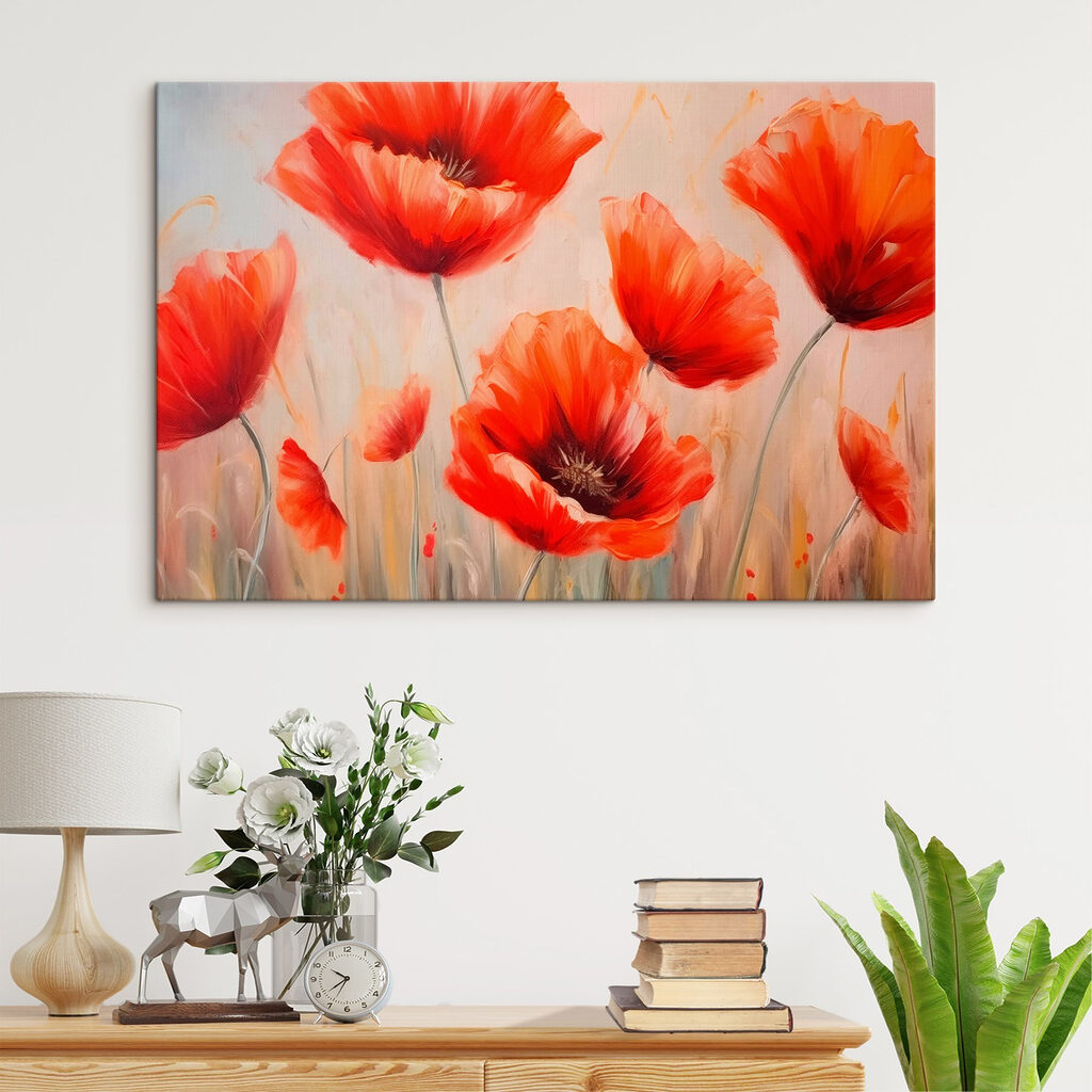 Painting of red flowers Painting of red flowers