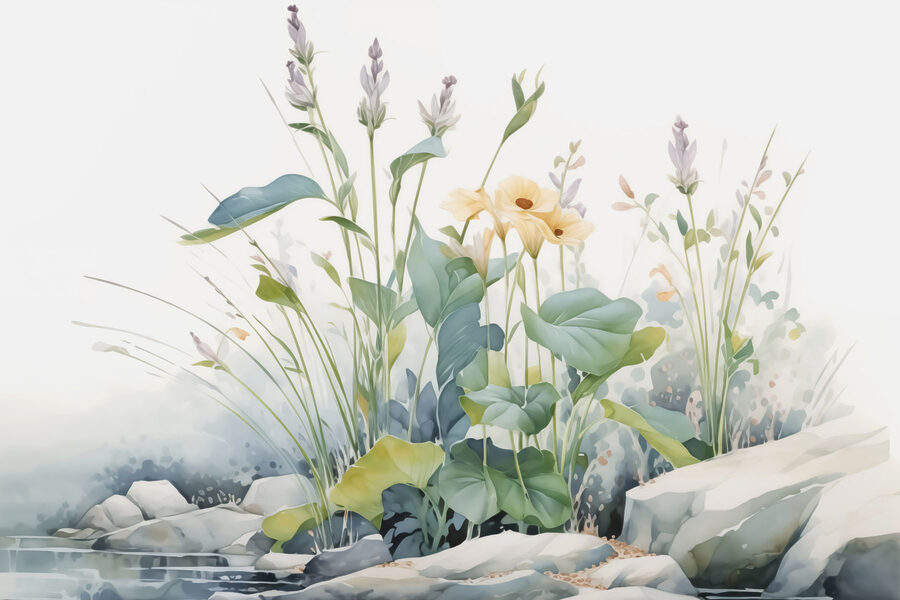 Pintura de flores y plantas
