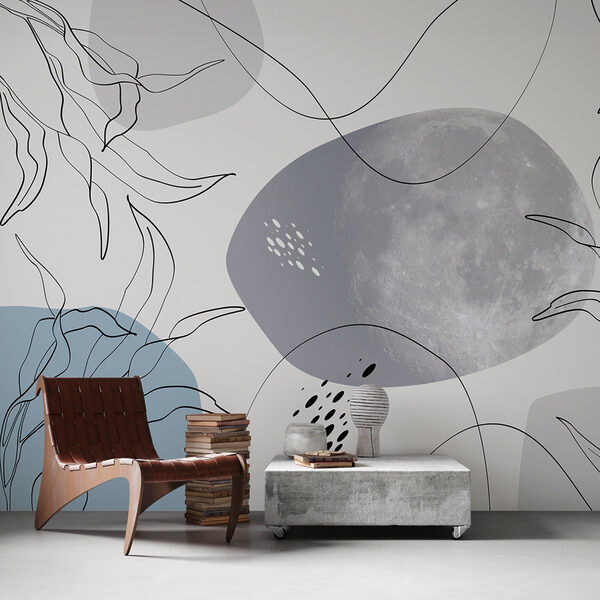 Luna y plantas sobre fondo blanco Luna y plantas sobre fondo blanco