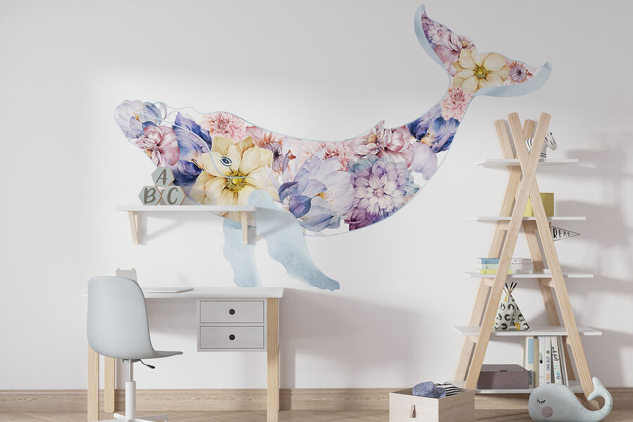 Ballena con flores