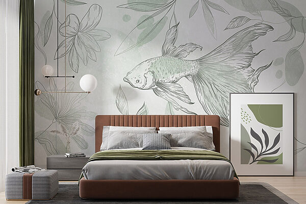 Fish and plants on a wall