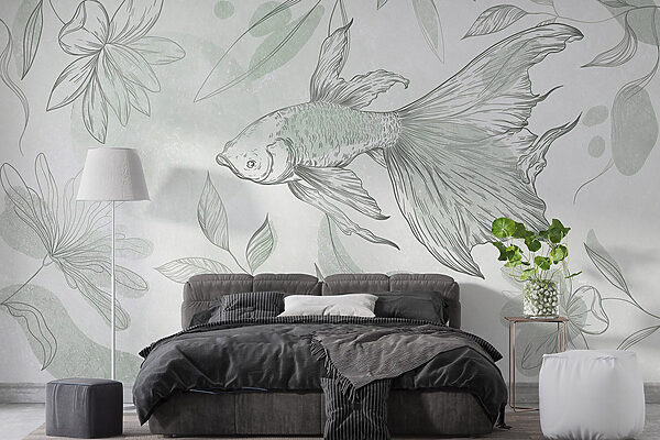 Fish and plants on a wall